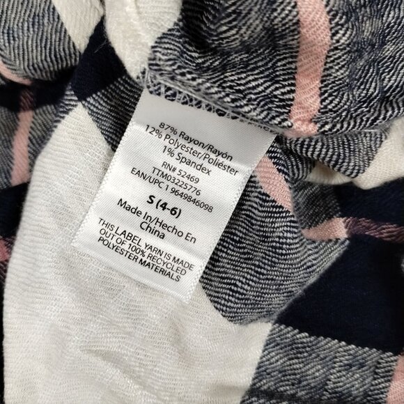 Time and Tru Maternity Misses Small Woven Button Up Top  Blue Plaid Shirt - Picture 8 of 10